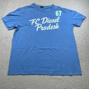 Diesel Shirt Mens 2XL Slim Blue FC Diesel Pradesh 67 Graphic Cotton Crewneck Tee